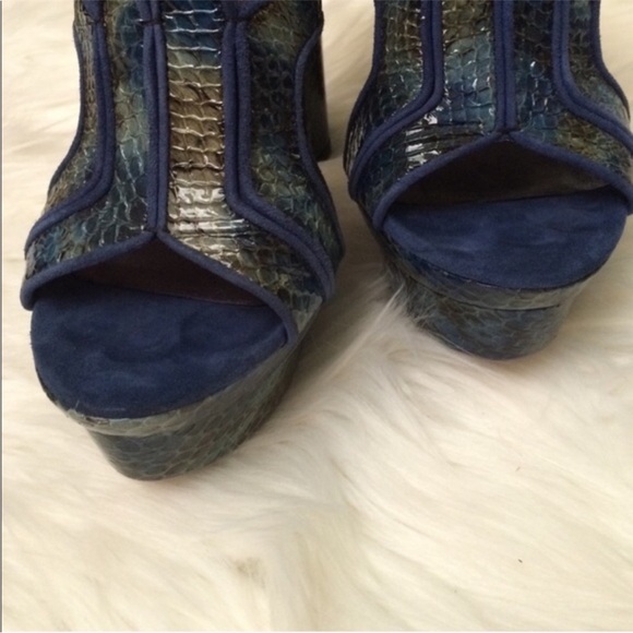 Rachel Zoe Peggy Snakeskin Heel Sandal in Marine 8 - Picture 7 of 10